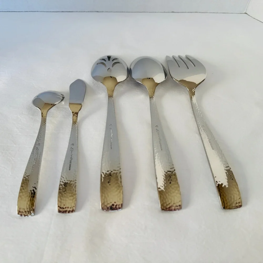 Hampton Forge Stainless Steel Flatware 5-Piece Hostess Set VENTO Hammered NEW